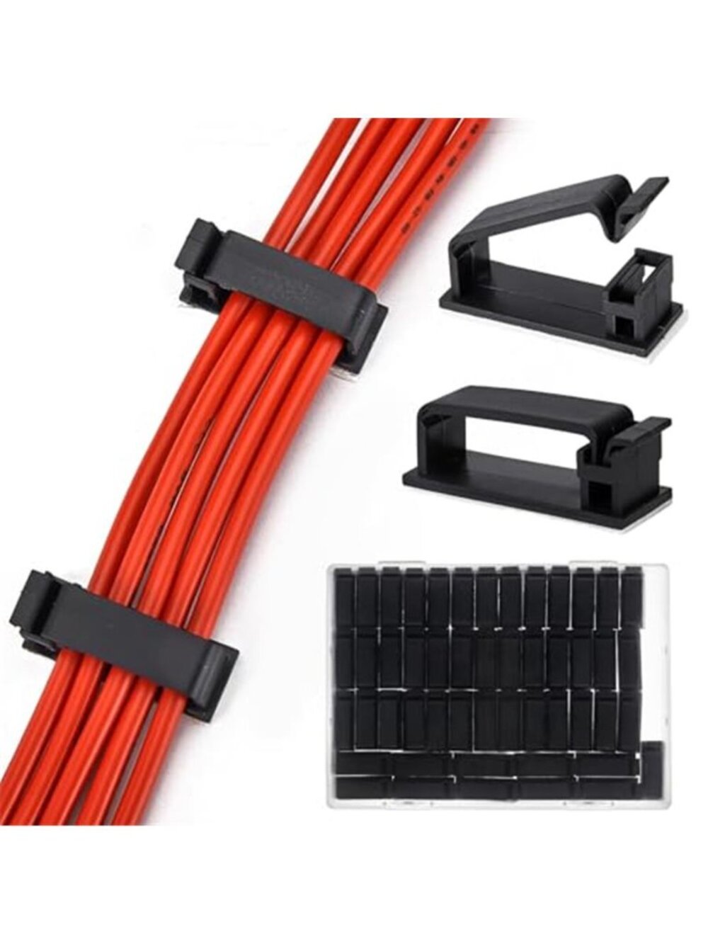 Cable Management Clips Cord Organizer Wire Holder Adhesive Cable Clips Black